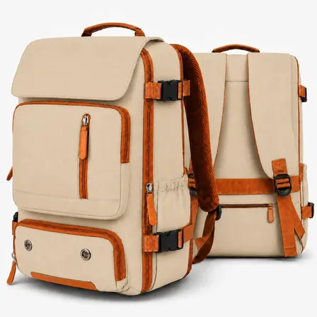 Mochila Feminina Executiva Reforçada Notebook Escolar Viagem Bege Liso Multicolor