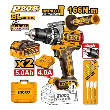 Parafusadeira Industrial 20v 166n 2x5ah Cidli201668-9 Ingco Amarelo
