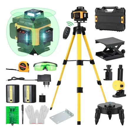 Nível Laser Verde 12 Linhas Esquadro + Suporte + Tripé