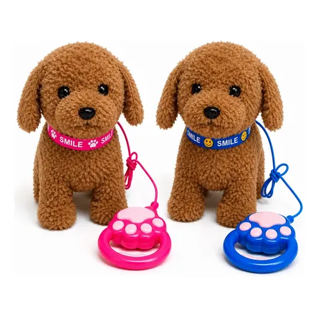 Pelucia Cachorro Gato Interativo Sensorial Anda Late Fala Marrom