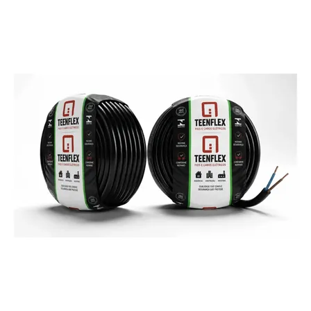 Cabo Flexível Pp 2x1,5mm Reforçado Para Extensão Teenflex Preto