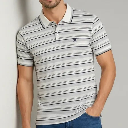 Camisa Polo Masculina Polo Wear Piquet Listrada Off White M