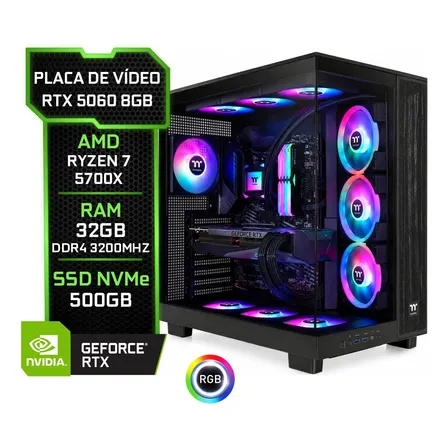 Pc Gamer Tt Rlx 5060, Ryzen 7 5700x, 32gb Ram, Ssd M.2 500g 500 Gb 32 Gb Geforce Rtx 5060 8gb
