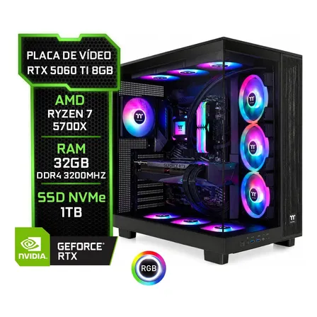 Pc Gamer Tt Rtx 5060 Ti, Ryzen 7 5700x, 32gb Ram Ssd M.2 1tb 1000 Gb 32 Gb Geforce Rtx 5060ti 8gb