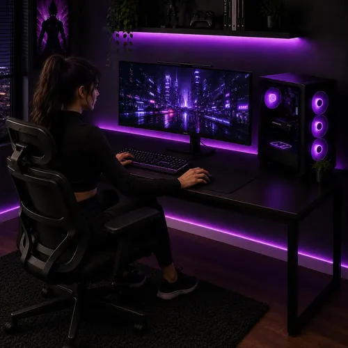Mesa Pc Gamer 150x60 Industrial Home Office Uso Profissional Preto