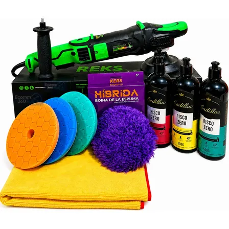 Politriz Rotativa Kers Reks 1250w Fast Cut + Kit Polimento Verde 220v