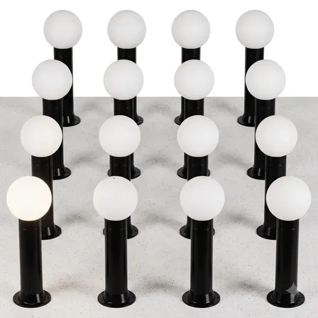 Kit 16 Poste Balizador Luminária Globo Jardim 45cm Preto