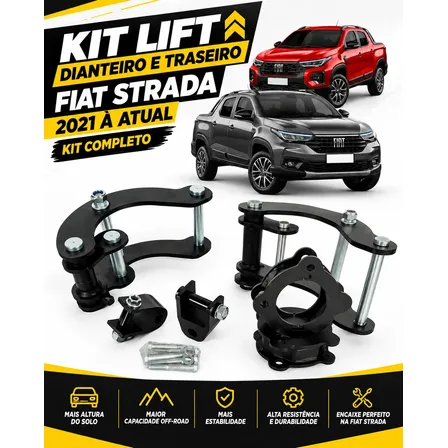 Kit Lift Conforto 5cm 2 Polegadas Strada 2021 Em Diante Preto