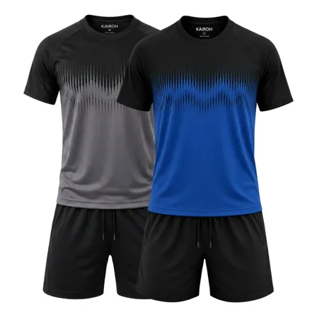 Kit 2 Camiseta Dryfit Masculina Academia Confortavel Corrida Cinza + Azul Geométrico G