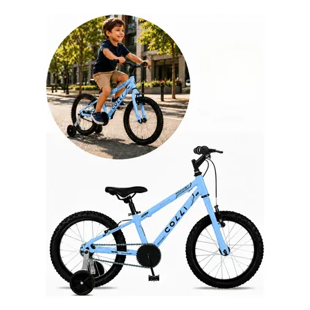 Bicicleta Infantil 4+ Aro 16 Com Rodinhas Colli Rocket Azul Champanhe 12