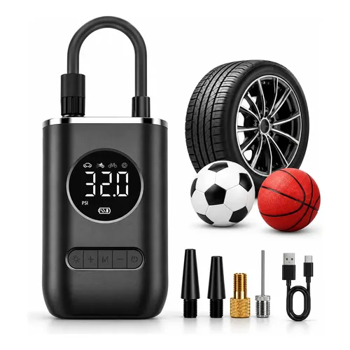 Calibrador De Pneus Portátil Bomba De Ar Carro Moto Bike Preto