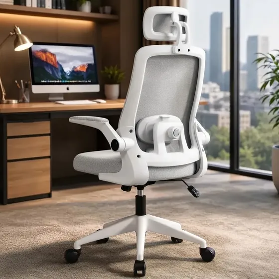 Cadeira De Escritório Ergonômica Giratória Tela Mesh Cinza