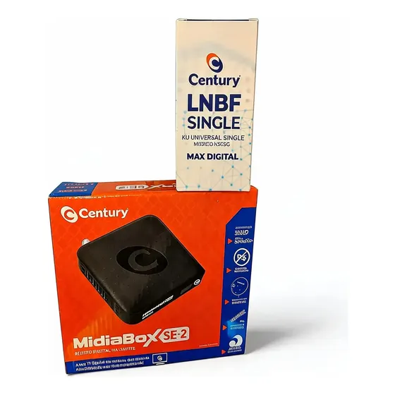 Receptor Via Satélite Century Midiabox Se2 + Lnb Simples Pr Preto
