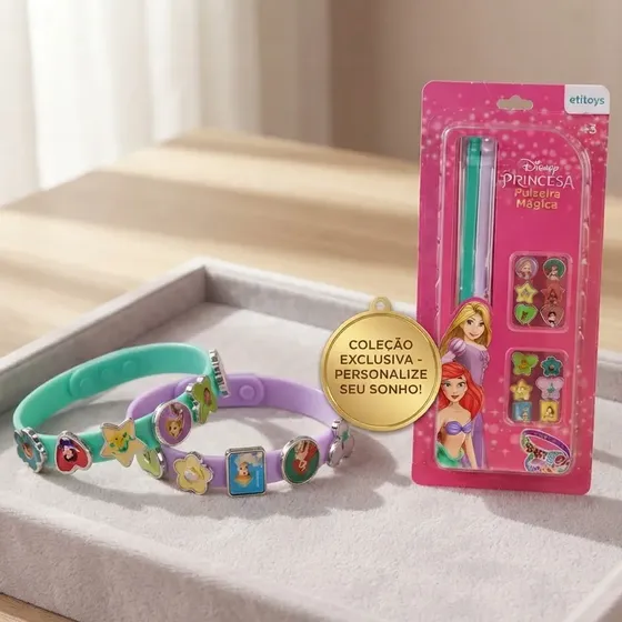 Pulseiras Pingentes Berloques Kit Infantil Disney Princesas