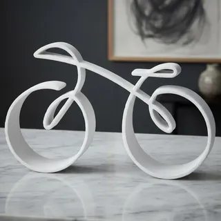Decoração Bicicleta Ciclista Escultura Bike Enfeite De Mesa Branco