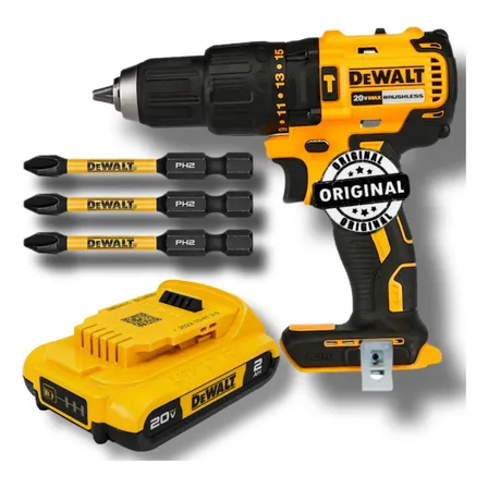 Parafusadeira Dewalt Dcd7781 + Bateria 2ah Dcb203 + 3 Bits Amarelo 127/220v 60hz