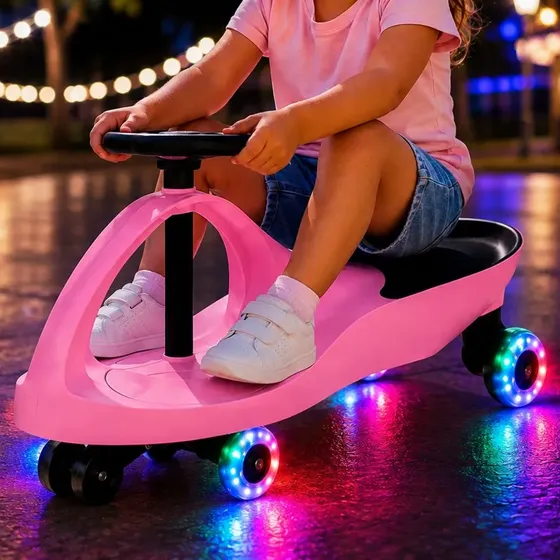 Carrinho Rolimã Giratório Infantil Volante 360° 80kg Led