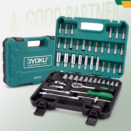 Kit Ferramentas Jogo Soquetes 53 Peças Bits Catraca Maleta Verde