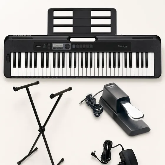 Teclado Casio Cts300 Iniciante Kit Suporte Pedal Fonte Leve