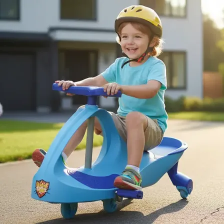 Carrinho Infantil Rolimã 360 Rodas Led 100kg Triciclo Azul