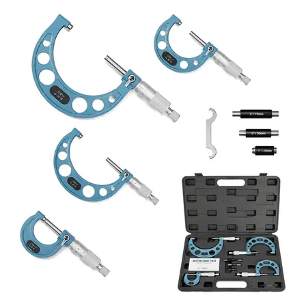 Kit 4 Micrômetros 0-25 25-50 50-75 75-100mm Resolução 0,01mm 0.01 Mm 10 Cm