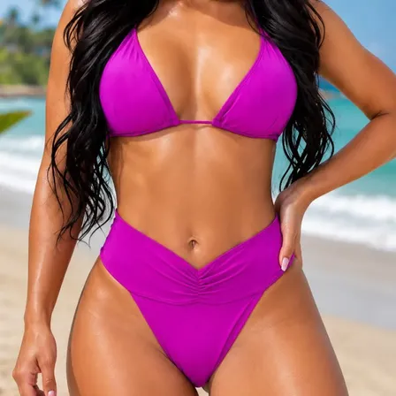 Biquini Lipo Calcinha Fio Duplo Cortininha Bojo Envio Em 6h Fúcsia Gg