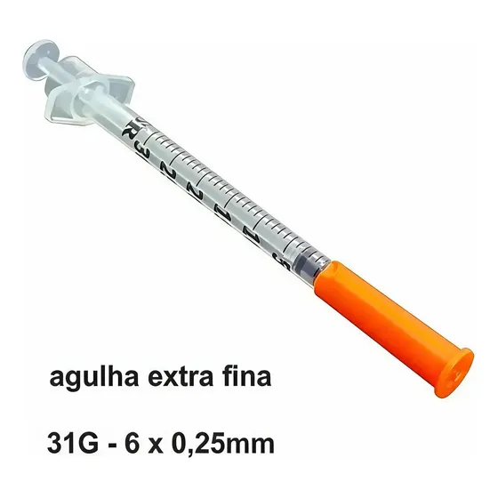 Seringa 0,3ml C/agulha Fixa 6x0,25mm Insulina/tg Precisa
