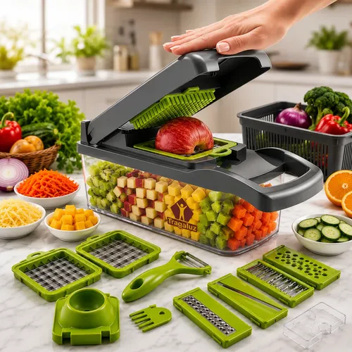 Fatiador Cortador Ralador De Legumes Tragaluz 16 In 1 Verde