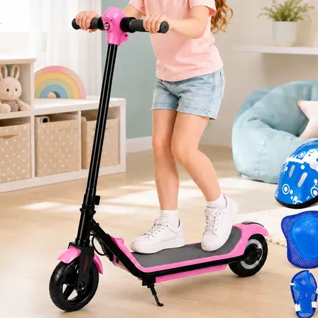 Patinete Eletrico Infantil 24v 14km/h Autonomia 5-8km E Led Rosa/preto