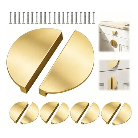 Kit 10 Puxador Concha Dourado Gaveta Armário Meia Lua 140mm Dourado Listras