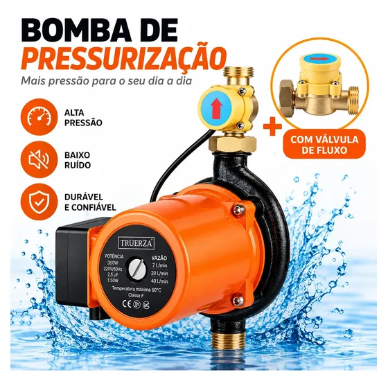 350w Bomba Pressurizador Água Quente Frio Pressão Ajustável 220v