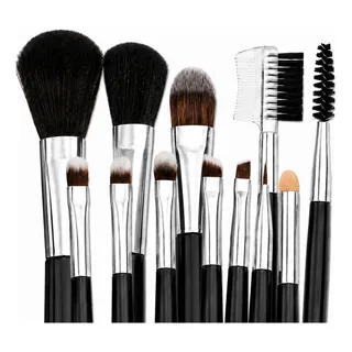 Kit 12 Pincéis De Maquiagem Avançado Completo Preto