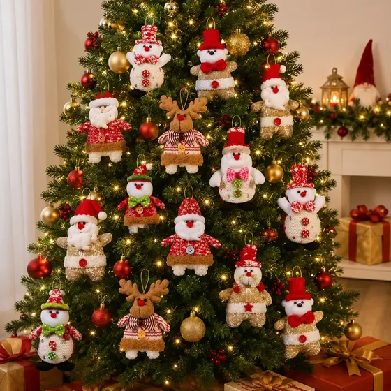 Kit 10 Enfeites Natal Pelucia Bonecos Grandes Decoração Luxo