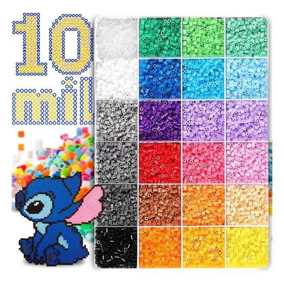 Conjunto 10.000 Hama Beads 2,6mm Miçangas Brinquedo 24 Cores