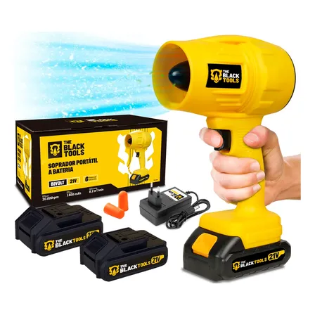 Soprador De Folhas 02 Baterias 21v Portátil 20000w 360 Km/h Amarelo 127/220v
