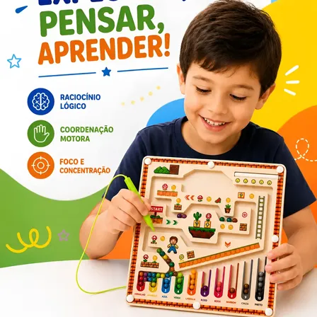 Labirinto Magnético Brinquedo Jogo Educativo Montessori Imã Bege