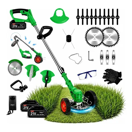 Roçadeira Elétrica Aparador Com Rodas E 2 Baterias 127/220v Verde