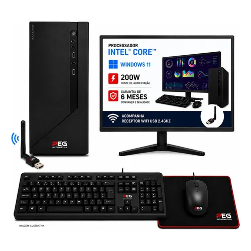 Pc Completo Cpu Intel I5 3° 8gb Ram Ssd 240gb Monitor Wifi 240 Gb 8 Gb Video Integrado