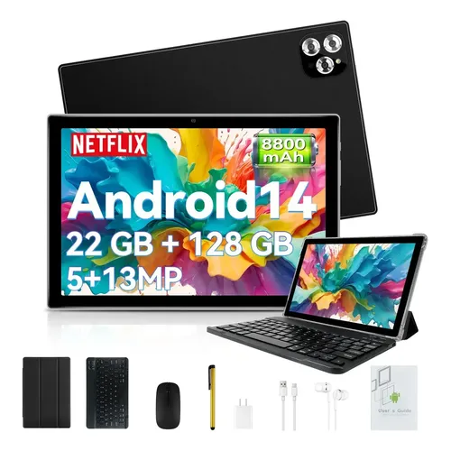 Tablet 10.1 5g 22gb 128gb Bateria 8800mah Capa Teclado Mouse Preto