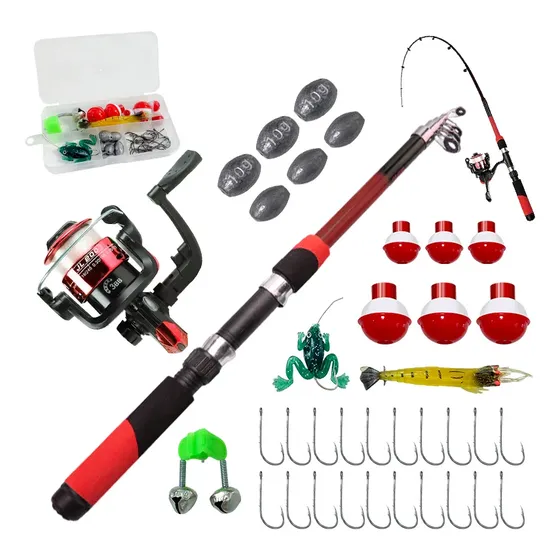Kit De Pesca,1 Vara+1 Molinete E Caça Acessórios Completos