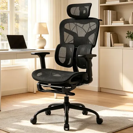 Cadeira Ergonômica Com Suporte Lombar Duplo Preto