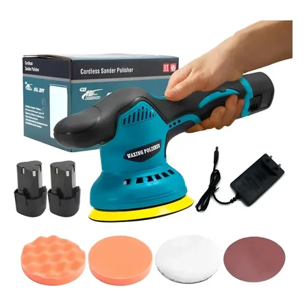 Politriz Lixadeira Orbital Automotiva Sem Fio 2 Baterias 12v Azul-turquesa 127/220v
