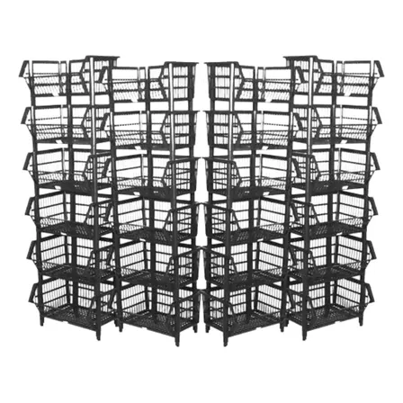 Kit 24 Cesto Plástico Organizador Empalhável 58cm Preto