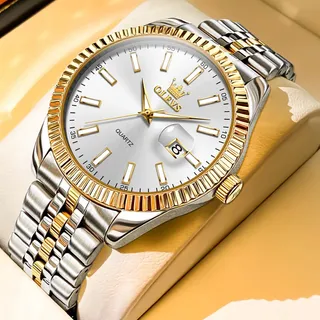 Relógio Olevs 2932 Masculino Dourado Aço A Prova D'água Luxo