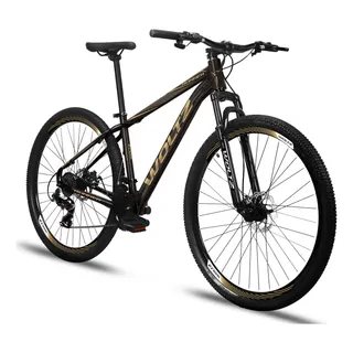 Bicicleta Aro 29 Woltz Runner 24 Marchas Freios A Disco Preto E Dourado 21