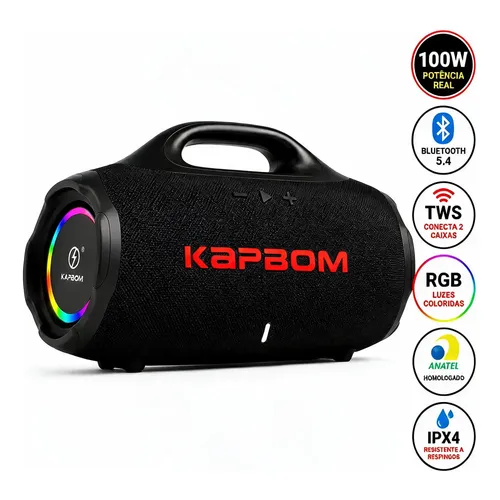 Caixa De Som Bluetooth Boombox 100w Potência Radio Fm Usb Tf