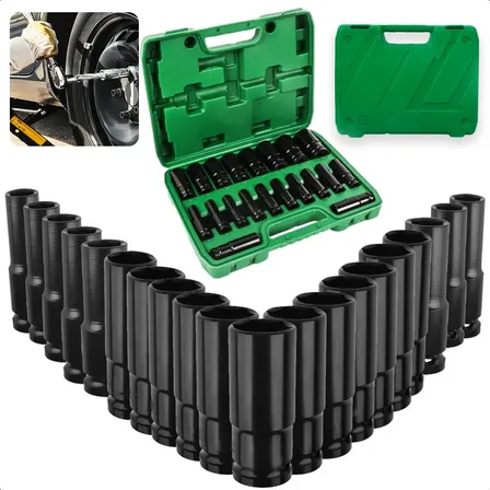 Jogo Soquete Longo Sextavado Impacto 1/2 8-32mm 20 Peças