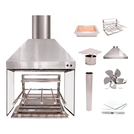 Churrasqueira Completa 70x50 Cm Inox 304, Grelha Expandida Prateado