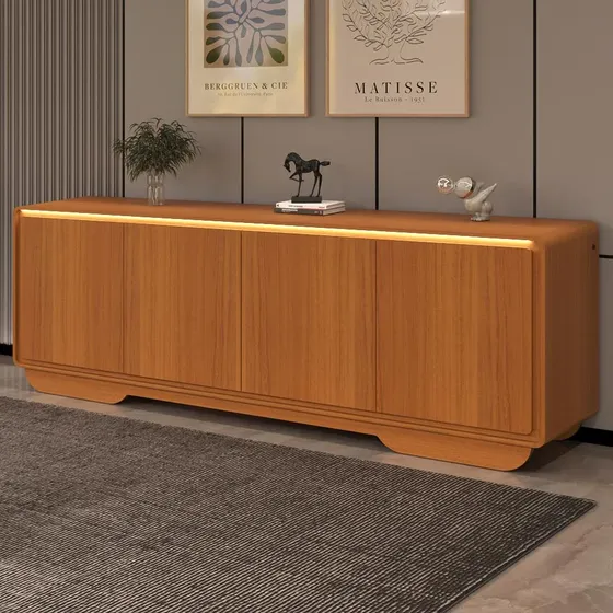 Aparador Buffet 4 Portas Com Led Arcus 218 Cm Orgânico