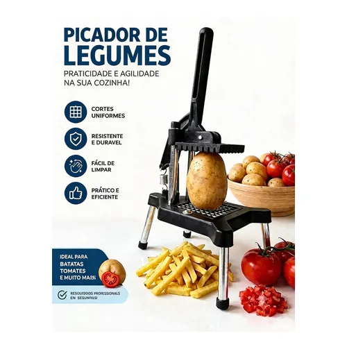 Picador De Legumes Cortador De Batata Frita Frutas E Legumes Preto